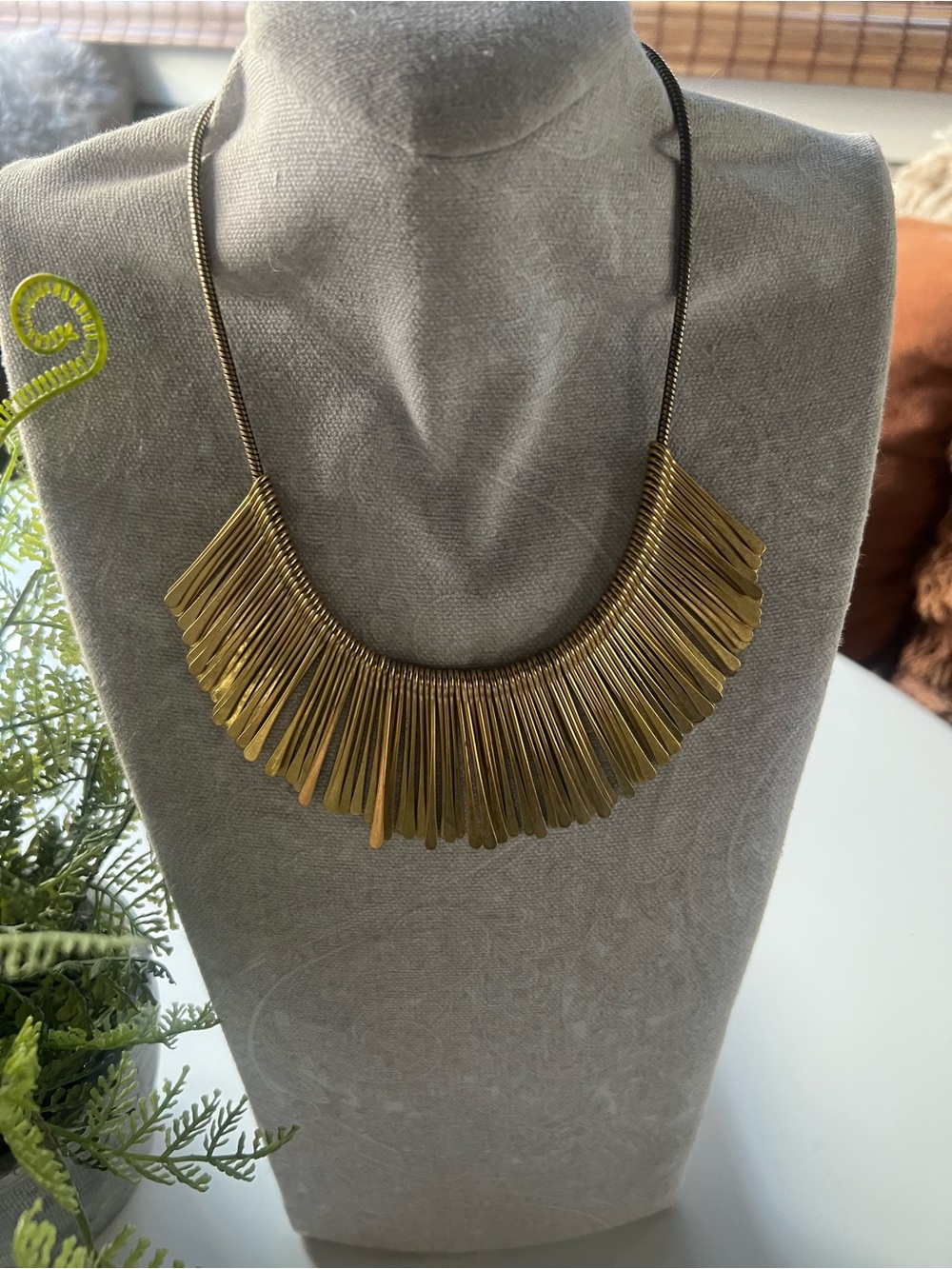 Stella & Dot Gold Fringe Bib Necklace